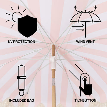 Mariner 6.5 ft. Classic Cottage Fringe Tassel Market Beach Umbrella